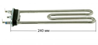 ТЭН (нагреватель) L=240 мм, 2000W, прямой с отверстием стиральной машины Bosch, Siemens
